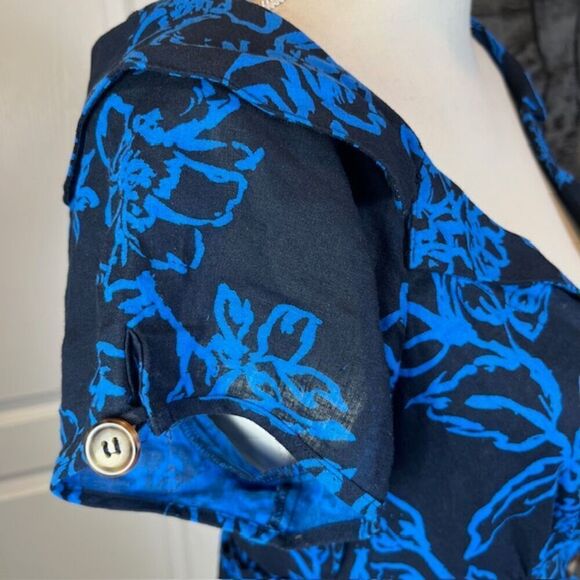 NWT Free People Linen "A Thing Called Love" Dress Blue Combo Mini Floral Size 8 - Picture 4 of 13